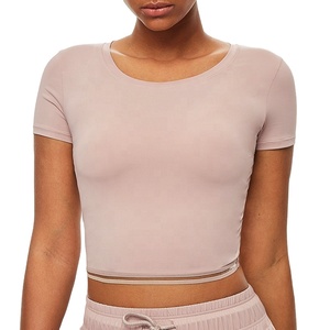 Camisetas Cortas para Mujer, con Logotipo Personalizado, de Algodón, para Fitness, con Tela Vaquera, para Verano, con Spandex, 2027 - Product Image 2