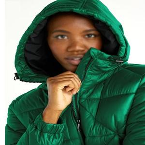 Meilleure qualité Nouveau design Tissu respirant Veste matelassée à capuche pour femme Noir - Product Image 5