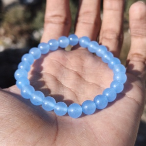 Handmade Vintage Blue Quartz Beaded Adjustable Bracelet 8mm Smooth Moon Shape Healing Gemstone Children's Jewelry Gift Third - Product Image 3