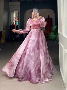 El último diseñador Tissue Silk Zari Printed Work Lahenga Choli de FabZone - Product Image 3