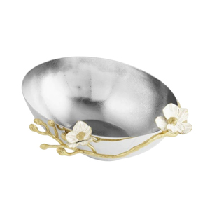 Bol de service élégant en aluminium avec accents floraux dorés, design unique en forme de branche, bol à fruits décoratif pour la décoration de la maison - Product Image 2
