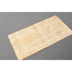 Turkish Vintage Patchwork Rug 1.6x3.3 ft <b>Brown</b> Solid <b>Wool</b> Eco-Friendly with Latex Backing - Product Image 3