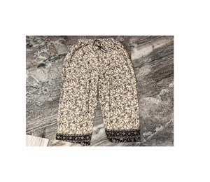 Pantalón Palazzo de seda Sari reciclado hecho a mano indio para mujer, ropa de calle holgada con cintura elástica con estampado Floral y decoración de logotipo - Product Image 1