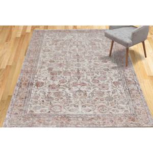 พรมลายดอกไม้สไตล์วินเทจแบบตุรกี: พรมพิมพ์ลายชายฝั่งโทนสีอ่อน, พรมบางแบบไม่ทอ - Product Image 3