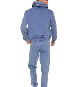 Sudadera con parche bordado desgastado para hombre, Sudadera con capucha y cremallera, pantalones acampanados, chándal para hombre, conjunto de pantalones de chándal y Sudadera con capucha lavados con ácido - Product Image 2