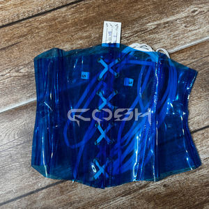 COSH CORSET Corset transparent bleu en vinyle PVC sous-poitrine, serre-taille, corset Waspie, fournisseur de corsets personnalisés OEM/ODM - Product Image 3
