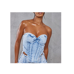 Qualité supérieure été nouvelle femme 2023 mode Denim deux pièces ensemble débardeurs à volants - Product Image 6