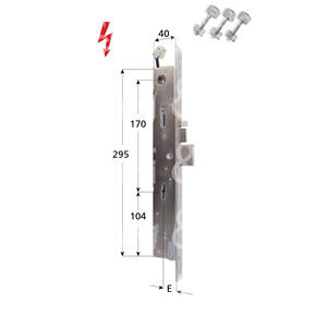 VERROUILLAGE ÉLECTRIQUE DOUBLE CARTE 12V AC pour montants latéraux, 2 lancers et loquet avant. ACIER INOXYDABLE - Product Image 1