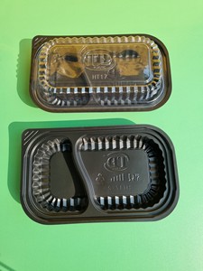 Boîte alimentaire jetable en plastique PP à 2 compartiments avec couvercle, noire, pour plats à emporter et préparation de repas - Product Image 4
