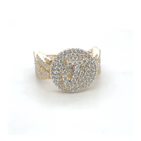 Bague personnalisée avec initiale en diamants naturels 2CT Hip Hop, en or massif 10 carats, bague statement avec lettre personnalisée