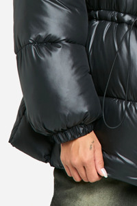 Wholesale Custom Logo Black Oversized fit Cinched Waist <b>Women</b> Puffer <b>Jacket</b> <b>Windbreaker</b> Winter Streetwar Puffer <b>Jacket</b> For <b>Women</b> - Product Image 6