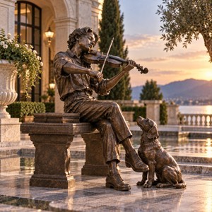 Statue <span class=keywords><strong>d</strong></span>'art en bronze hautement <span class=keywords><strong>d</strong></span>étaillée <span class=keywords><strong>d</strong></span>'<span class=keywords><strong>un</strong></span> violoniste jouant du <span class=keywords><strong>violon</strong></span> pour l'aménagement paysager - Product Image 2