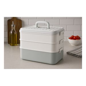 Triple Multi-Purpose Eco-Friendly Lightweight <b>Plastic</b> Food Spice Tools Storage <b>Box</b> Lockable <b>Lid</b> Three-Layer Stackable Organizer - Product Image 3