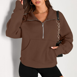 Sudaderas con capucha cortas con cremallera al por mayor para mujer OEM conjunto de Sudadera con capucha recortada jersey con capucha fabricante ecológico - Product Image 1