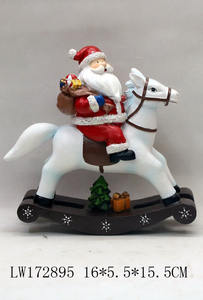 Adornos navideños <span class=keywords><strong>de</strong></span> resina Papá Noel en caballo mecedora Estatuilla <span class=keywords><strong>de</strong></span> arcilla <span class=keywords><strong>de</strong></span> madera Decoración navideña para el hogar Regalo <span class=keywords><strong>de</strong></span> vacaciones - Product Image 2
