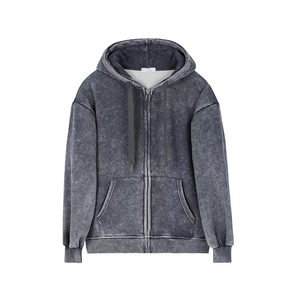 Top Quality <b>Material</b> Made Custom Washed Hoodie Streetwear Clothing Oversized Sweatshirt Acid Wash Zip up Hoodies - Product Image 1