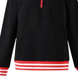 Sudadera Personalizada para Hombre, Negra, de Forro Polar, con Cuello Camisero, Puños Acanalados con Raya Roja, Estilo Casual de Otoño, Bordada 2026 - Product Image 2
