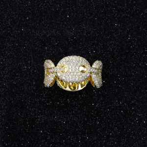 Lujo Iced Out Smiley Face Ring/Pendant, 10K/14K/18K Gold Moissanite/Diamond Hip Hop Bling Jewelry para hombres y mujeres - Product Image 2