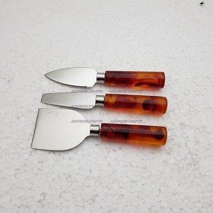 Latest Design 18/8 Stainless Steel <b>Cheese</b> Knife <b>Set</b> with Elegant Wood & Resin Handle for Kitchen & Birthday Parties - Product Image 4