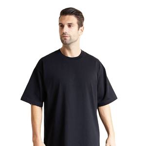 Hip Hop lourd 100% coton fait hommes surdimensionné t-shirts/haute qualité hommes couleur unie coupe ample hommes décontracté t-shirts - Product Image 3