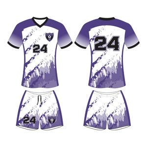 Nouvelle conception de maillot de football imprimé par sublimation, uniforme d'équipe personnalisé, col en V, manches courtes, séchage rapide, respirant, tissu 100% polyester de haute qualité - Product Image 5