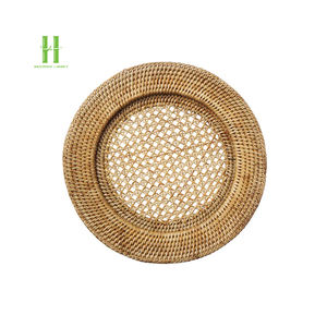 New Design 2025 Round Wicker <b>Placemat</b> Boho <b>Rattan</b> Charger Plates for Table Decoration OEM with Low MOQ From Vietnam Wholesaler - Product Image 3