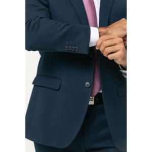 Men's Slim Fit Suit, Faux Plain, with <b>Extendable</b> <b>Waistband</b>, American and Liro Trousers, Elegance and Comfort, Navy Blue - Product Image 4