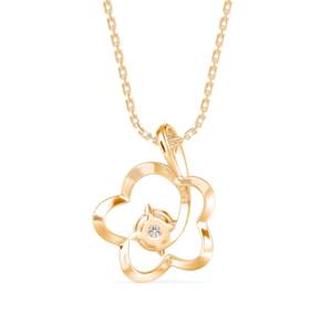 IGI Certified Round Cut <b>Lab</b> Grown Diamond Flower Pendant Necklace In 14k Solid Gold Solitaire Pendant Charms At Low Price - Product Image 6