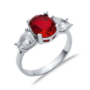 Oval <b>Garnet</b> Pear CZ Stone Wholesale Turkish Handmade 925 Sterling <b>Silver</b> Jewelry Cluster <b>Rings</b> for Women - Product Image 3