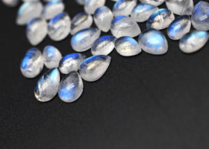 Lot de cabochons de poire en pierre de lune arc-en-ciel naturel pierres précieuses en cristal de feu bleu Cabochons de pierres précieuses en vrac - Product Image 2