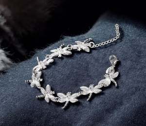 Brazalete de libélula de Plata de Ley 925 para mujer, brazalete de la suerte, regalo de joyería, collares de moissanita - Product Image 1