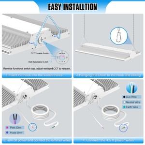 Lampes à panneaux en stock dans l'entrepôt américain, 90W-400W, 3CCT&3WATT, 2 pieds/4 pieds, pour auvent, magasin, garage, éclairage linéaire, atelier, lampe de haute baie - Product Image 3
