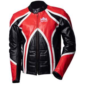 Chaqueta de Cuero para Hombre, Estilo Motociclista, Diseño de Paneles en Contraste, Cierre de Cremallera, Corte Ajustado, Informal y Moderna - Product Image 1