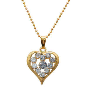 Colgante de cadena en forma de corazón de oro de 14 quilates Regina con circonita blanca y Diamante chapado en rodio oro rosa-1203161 estilo clásico de moda - Product Image 1