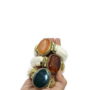 Handmade White Agate Vintage Bone Fashion Bangle India Manufacturer Brass Bangle Cuff Bracelet Handcrafted Jewelry Party Use - Product Image 1