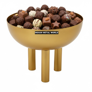 Tazón de Servir de Acero Inoxidable Martillado Dorado Fantástico de Indian Metal World, Tazón Decorativo para Chocolate para Bodas y Decoración del Hogar - Product Image 3