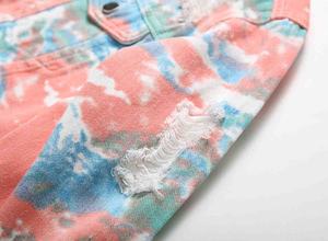 Latest Design Men <b>Floral</b> Sublimation Printed Fashion Streetwear Slim Fit Sublimated Denim Jacket with Holes - Product Image 5