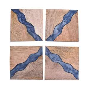 Best Selling Coasters Mats Pads <b>Placemats</b> Acacia Wood Over Printed Tea Serving Coaster <b>Set</b> Kitchen Accessories Coasters - Product Image 2