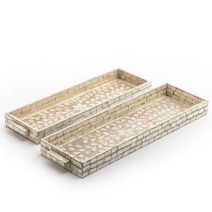 Bandeja de servicio de forma redondeada de madera con acabado de madreperla para la mejor calidad, platos de servidor de comida para desayuno, bandeja de madera para servir - Product Image 4