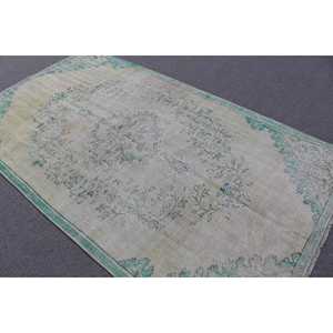 Tapis vintage 4,7x8,4 pieds, tapis turc en laine Ikat vert - Product Image 4