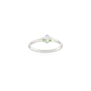 Délicat Minimaliste Bonne Qualité Tanzanite & Tsavorite Dainty Trois Pierre Anneau Simple Style Empilable Bijoux 14K Or Blanc - Product Image 6