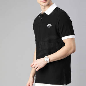 เสื้อยืดฟิตเนสสีพื้นแห้งเร็วสำหรับผู้ชายเสื้อผ้าไซส์ใหญ่พิเศษแบบถักสำหรับเสื้อโปโลพิมพ์ลาย - Product Image 2