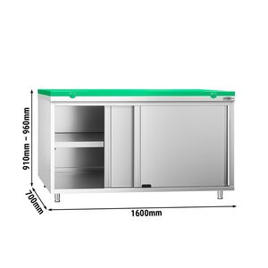 ตู้พื้นสแตนเลส PREMIUM - 1600x700 มม. - พร้อมประตูบานเลื่อน - รวมอุปกรณ์ เขียงสีเขียว - Product Image 2