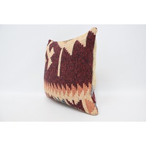 Oreiller en laine rouge de luxe 16x16 pouces géométrique Vintage motif moelleux tissé Technique literie portable pour coussins décoratifs - Product Image 4