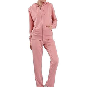 ชุดวอร์มผู้หญิงสไตล์ใหม่ แบบเรียบ สีพื้น รับสกรีนลายตามสั่ง ชุดวอร์มผู้หญิงขายส่ง ผลิตจากผ้าฝ้ายผสมโพลีเอสเตอร์ - Product Image 1