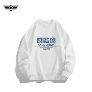 Sudadera de Forro Polar para Hombre, Cuello Redondo, 100% Algodón, Transpirable, Color Personalizado, Diseño Gráfico ANYHOW, Corte Holgado, Informal, para Invierno - Product Image 4