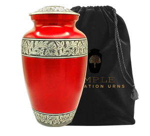 โกศเคลือบอลูมิเนียมที่ระลึกเถ้ากระดูกสีแดงเคลือบพรีเมียมมีน่า (ใหญ่10.5 ") ไม่รั่วซึมส่วยที่สง่างาม - Product Image 1