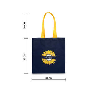 Sac fourre-tout en coton Be Happy Sunflower, durable, taille moyenne, avec longues poignées en corde, impression par transfert thermique, pour usage quotidien, alimentaire, publicitaire ou cadeau - Product Image 5