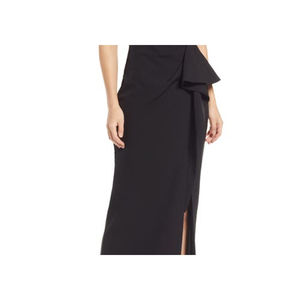 Abito lungo monospalla nero in crêpe con volant Vince Camuto, silhouette aderente, vita naturale, taglia 8 - Product Image 6