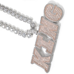 Moissanite diamante Hip Hop colgante 925 plata esterlina plateada joyería nombre último rey corona colgante personalizado para hombres - Product Image 2